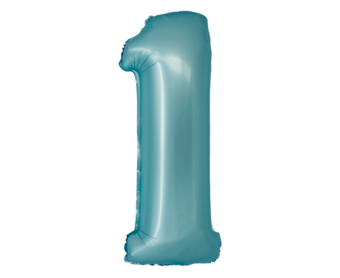 Foil balloon Smart, digit 1, mat light blue, 76 cm EOL
