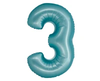 Foil balloon Smart, digit 3, mat light blue, 76 cm EOL