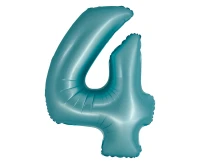 Foil balloon Smart, digit 4, mat light blue, 76 cm EOL