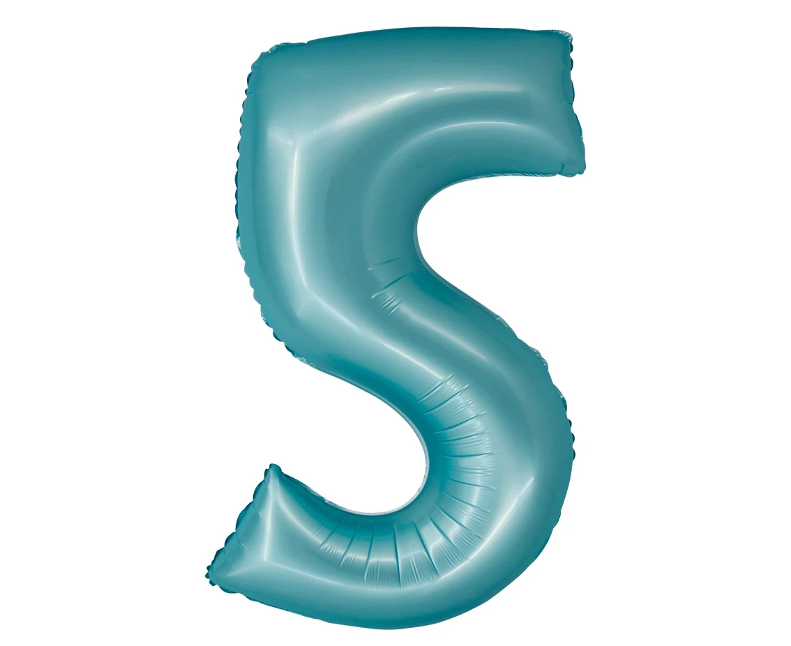 Foil balloon Smart, digit 5, mat light blue, 76 cm EOL