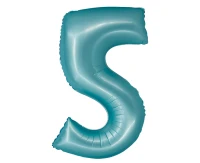 Foil balloon Smart, digit 5, mat light blue, 76 cm EOL