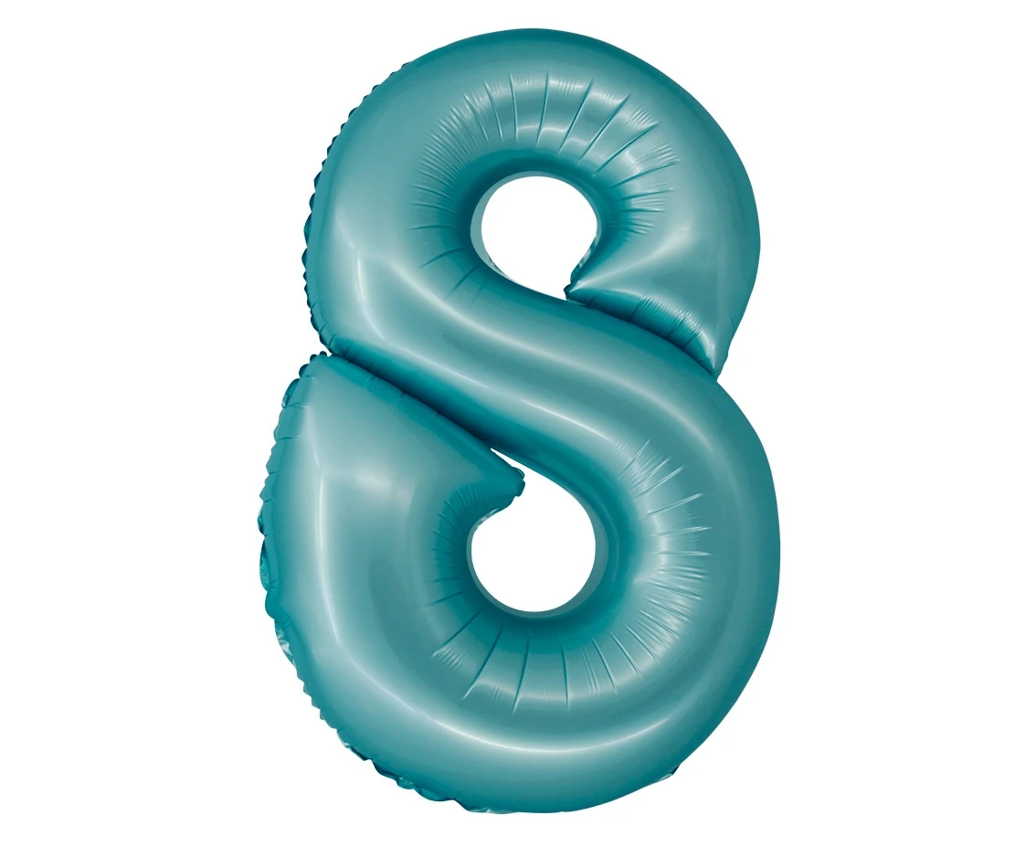 Foil balloon Smart, digit 8, mat light blue, 76 cm EOL