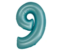 Foil balloon Smart, digit 9, mat light blue, 76 cm EOL