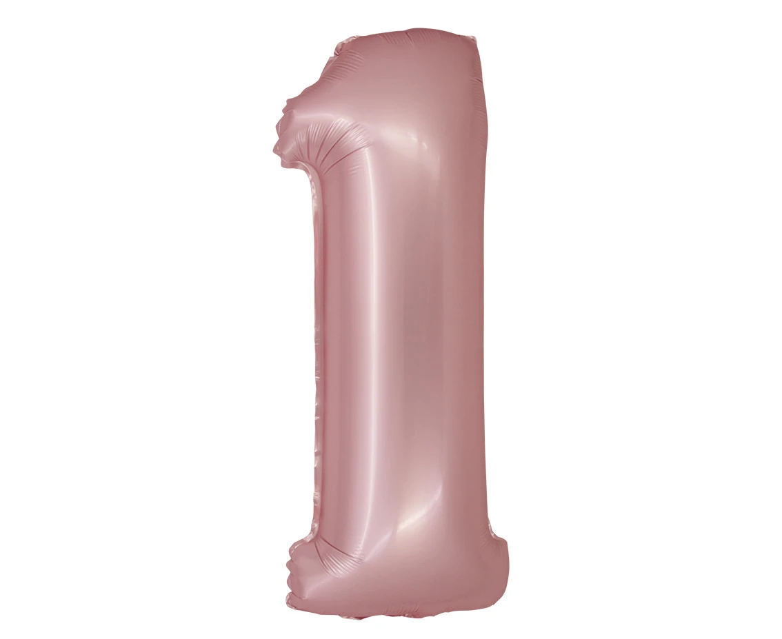 Foil balloon Smart, digit 1, mat light pink, 76 cm