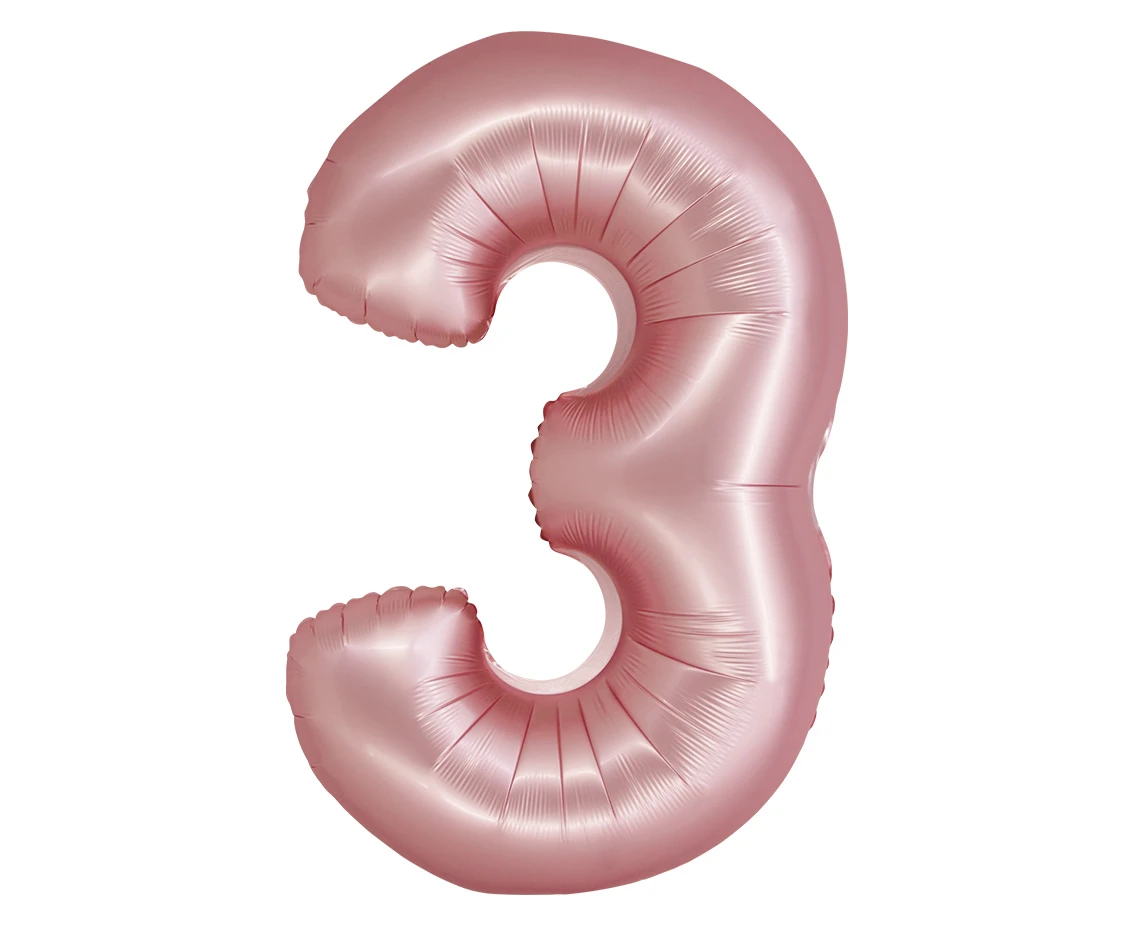 Foil balloon Smart, digit 3, mat light pink, 76 cm