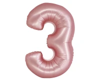 Foil balloon Smart, digit 3, mat light pink, 76 cm