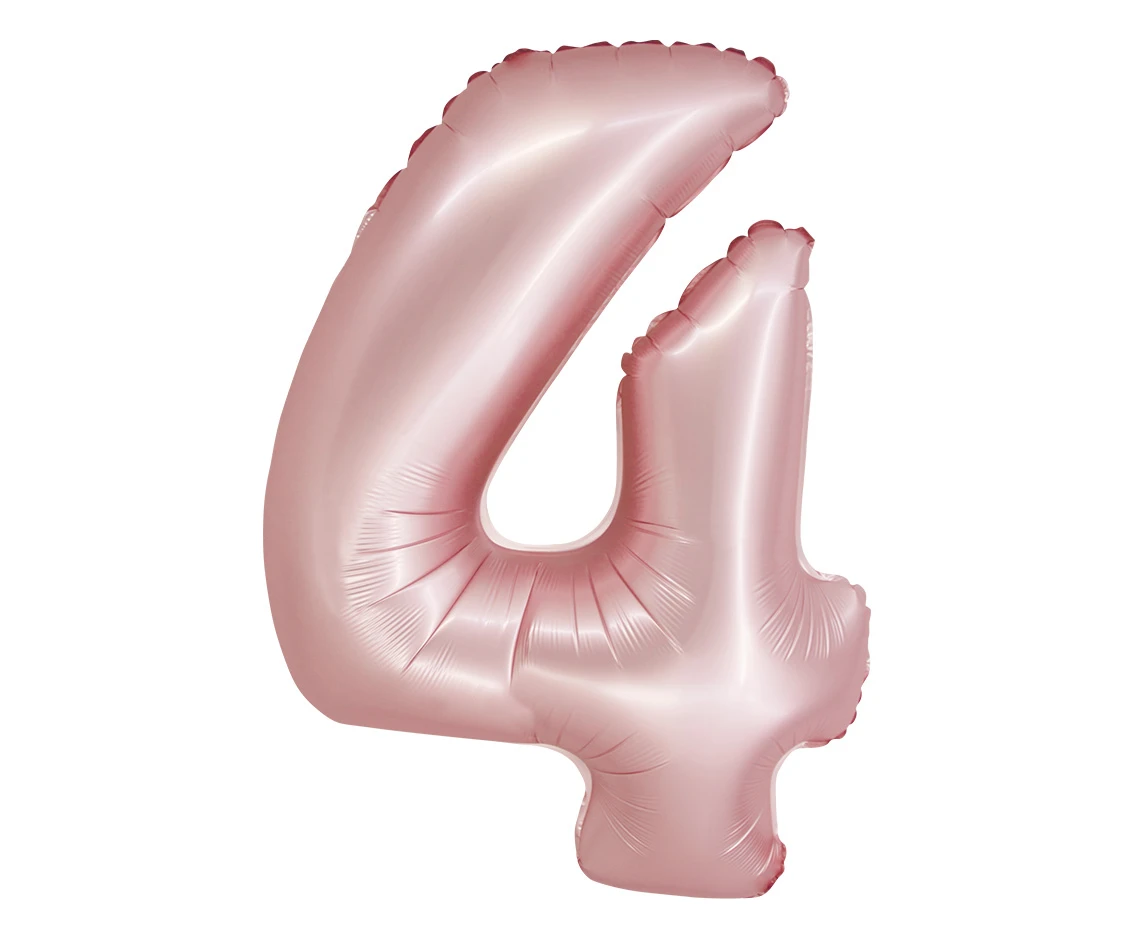 Foil balloon Smart, digit 4, mat light pink, 76 cm