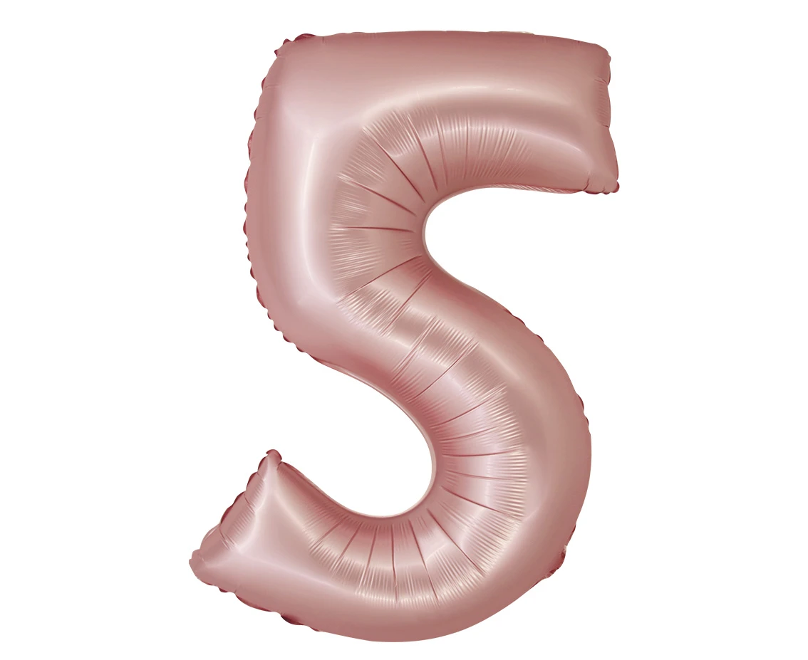 Foil balloon Smart, digit 5, mat light pink, 76 cm