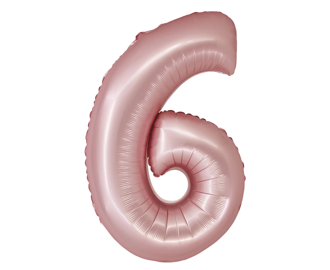 Foil balloon Smart, digit 6, mat light pink, 76 cm