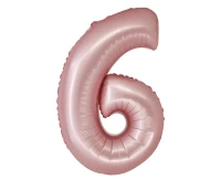 Foil balloon Smart, digit 6, mat light pink, 76 cm