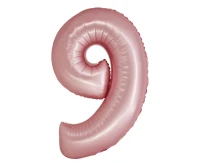 Foil balloon Smart, digit 9, mat light pink, 76 cm