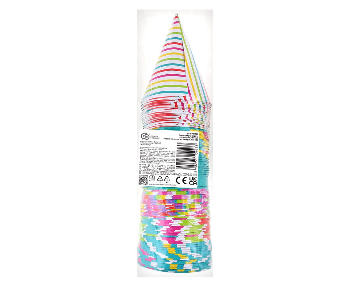 Paper hats, assorted designs / 100 pcs