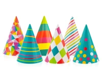 Paper hats, assorted designs / 100 pcs