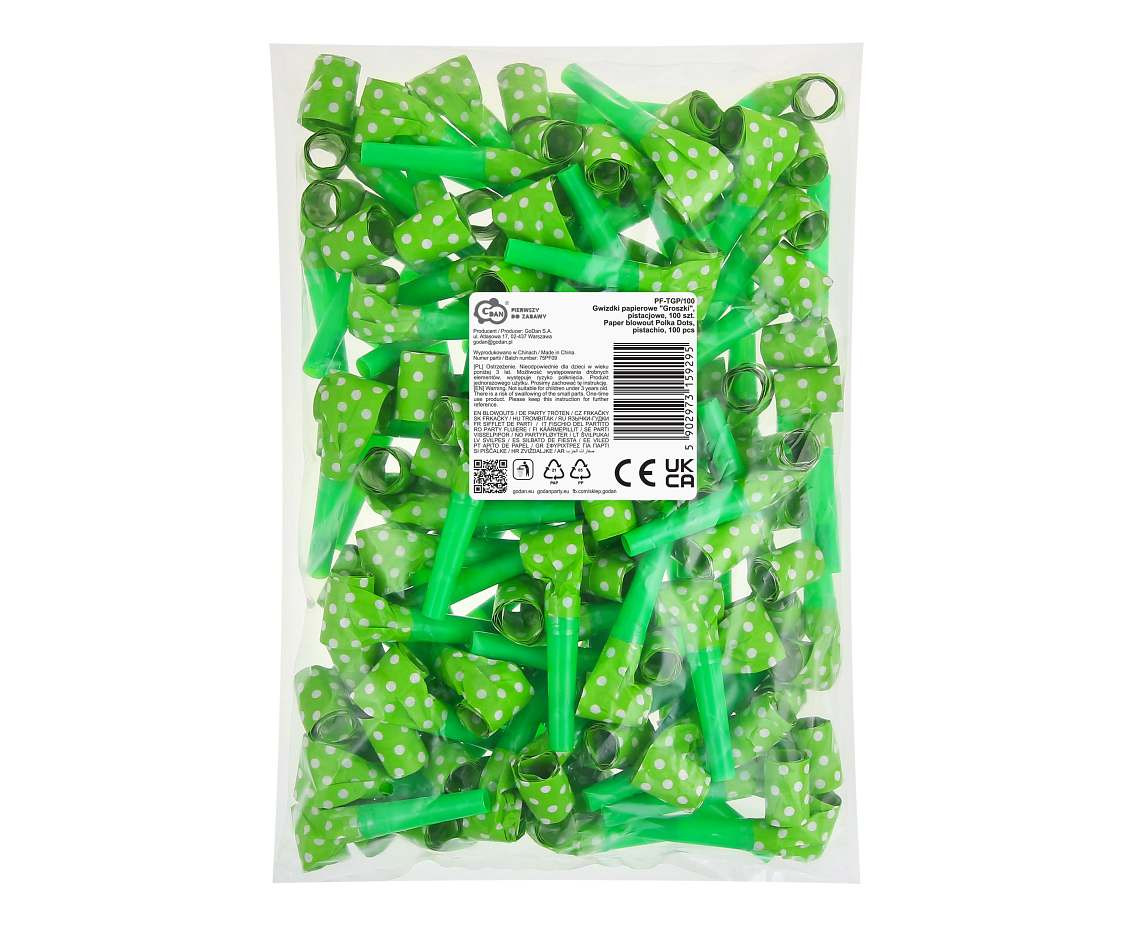 Paper blowout Polka Dots, pistachio, 100 pcs