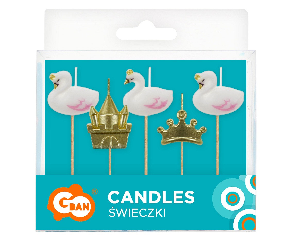 Pick candles Swans, 5 pcs EOL