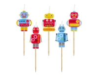Pick candles Robot, total length 7,5 cm, 5 pcs