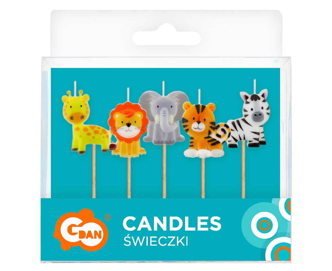 Pick candles Animals, total length 7 cm, 5 pcs