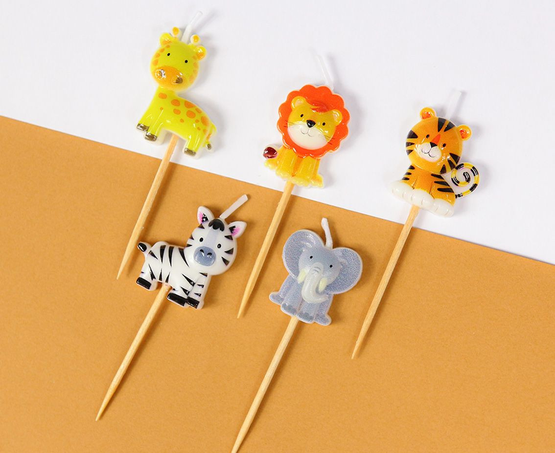 Pick candles Animals, total length 7 cm, 5 pcs