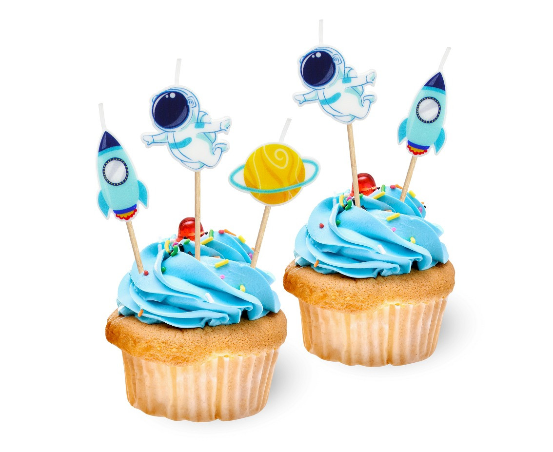 Pick candles Space, total length 7,5 cm, 5 pcs