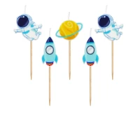 Pick candles Space, total length 7,5 cm, 5 pcs