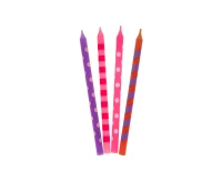Birthday candles Colourful Dots, pink colours assorted, 12 cm, 16 pcs