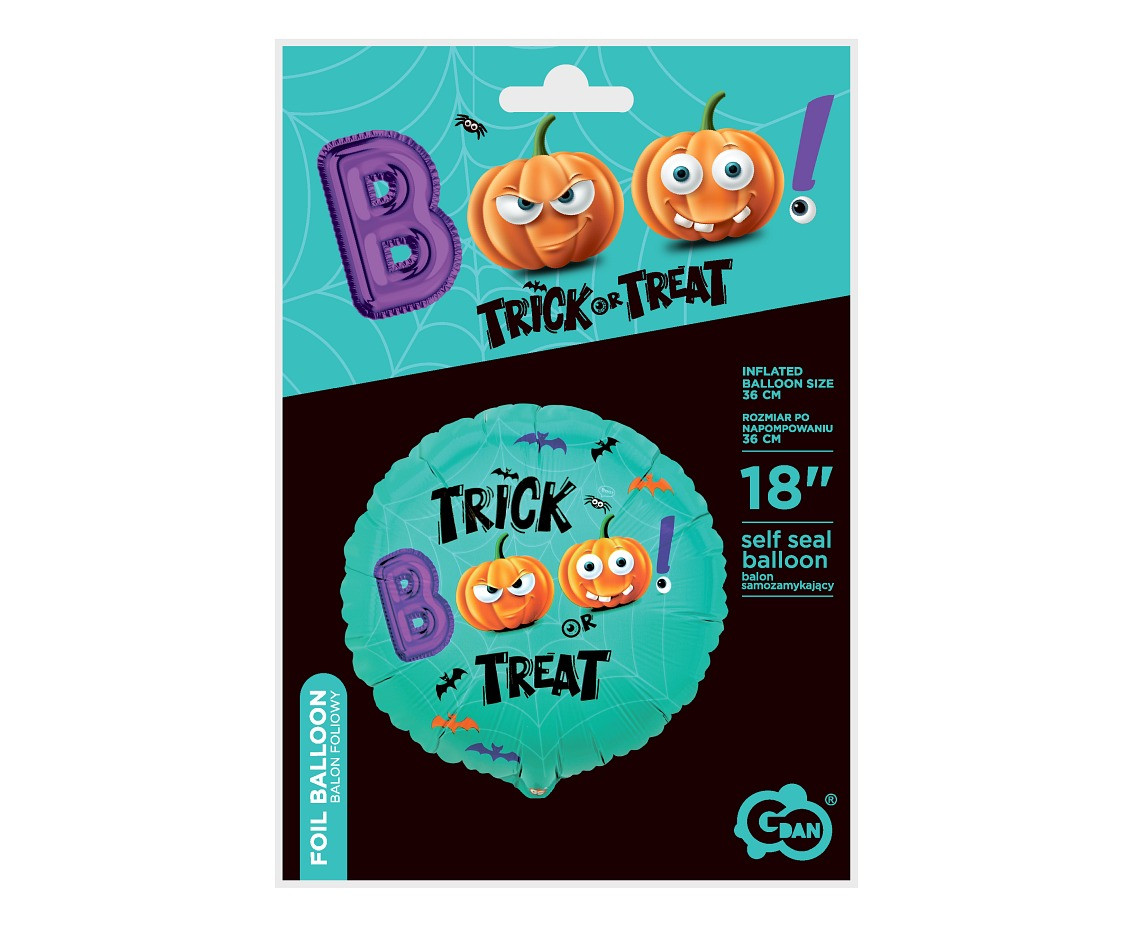 Foil balloon BOO! (Trick or Treat), 18" EOL
