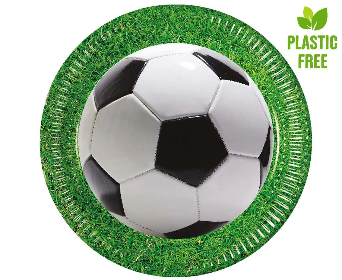 Paper plates Football Party, next generation, 23 cm, 8 pcs (plastic-free) EOL