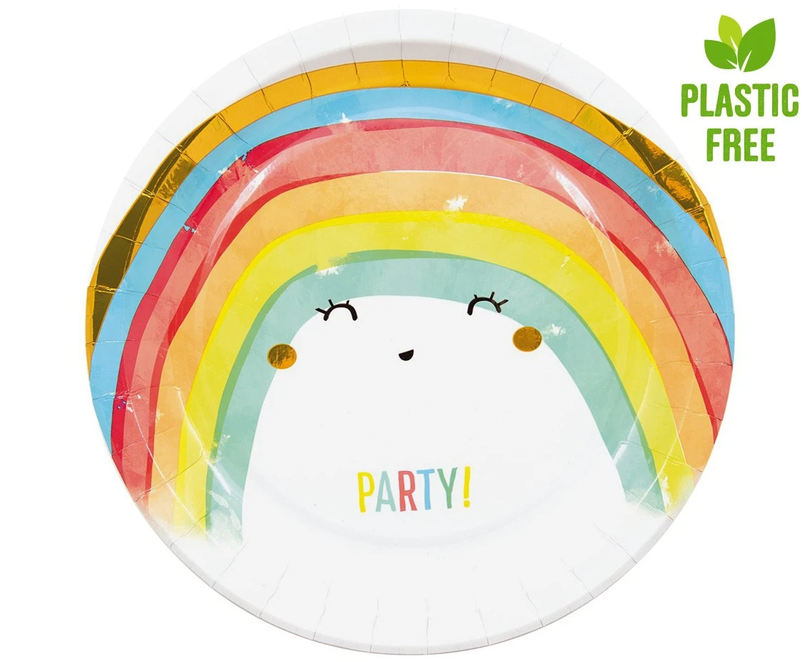 Paper plates Rainbow Party, next generation, 23 cm, 8 pcs (plastic-free)
