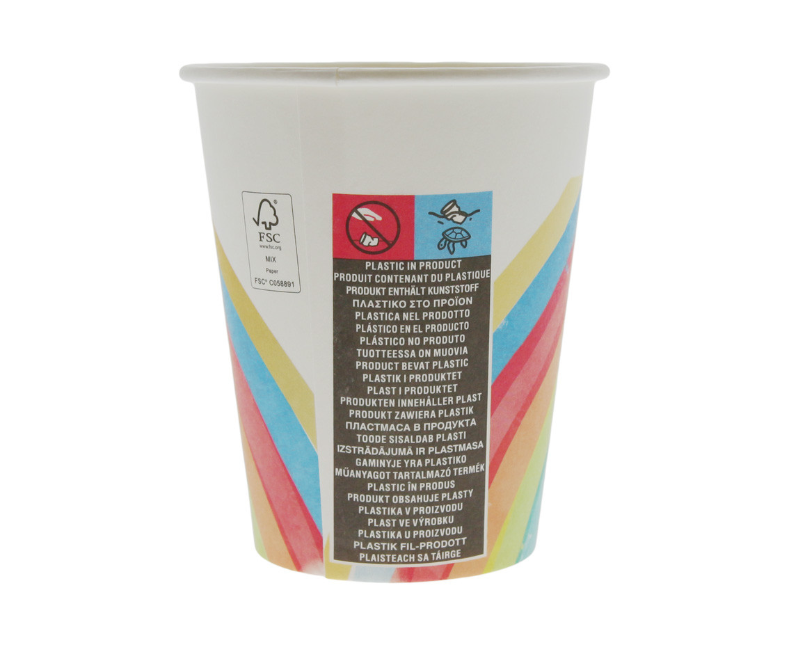 Paper cups Rainbow Party, 200 ml, 8 pcs