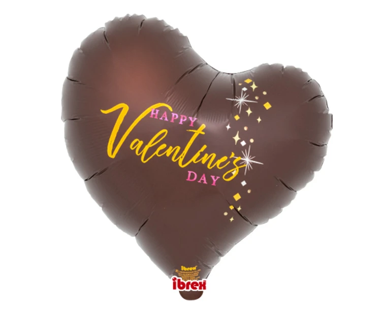 Ibrex Helium Balloon, Heart 14", Valentine Chocolate, packed