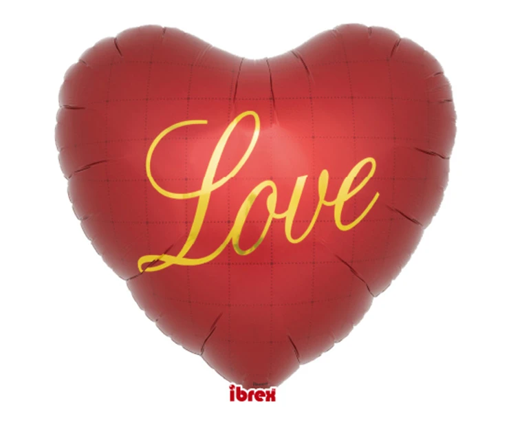 Ibrex Helium Balloon, heart 25", Dark Red Love, packed