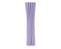 Drinking paper straws, lilac chevron, 6x197 mm / 40 pcs EOL