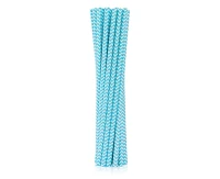 Drinking paper straws, light blue chevron, 6x197 mm / 40 pcs EOL