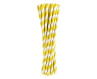 Drinking paper straws, yellow stripes, 6x197mm / 40 pcs EOL