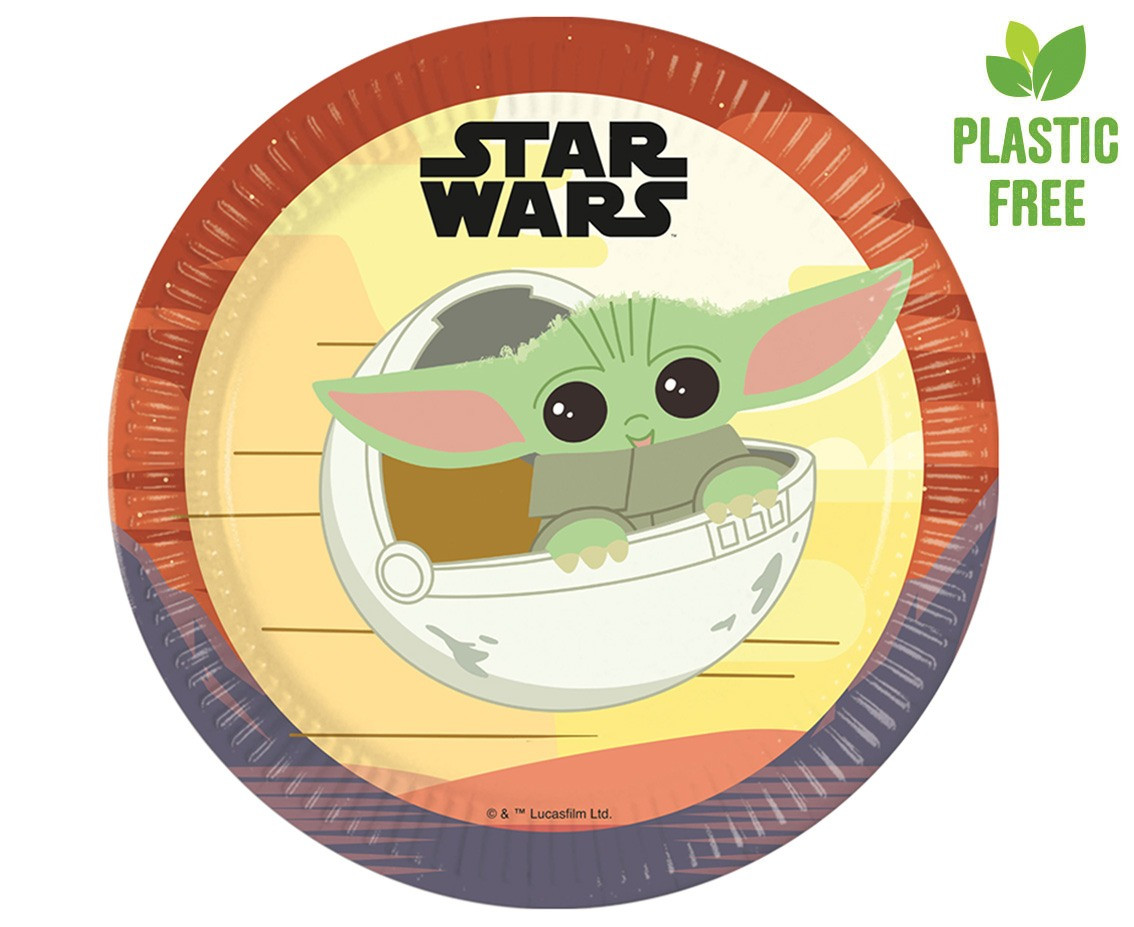 Paper plates Star Wars - The Mandalorian, next generation, 23 cm, 8 pcs (plastic-free)