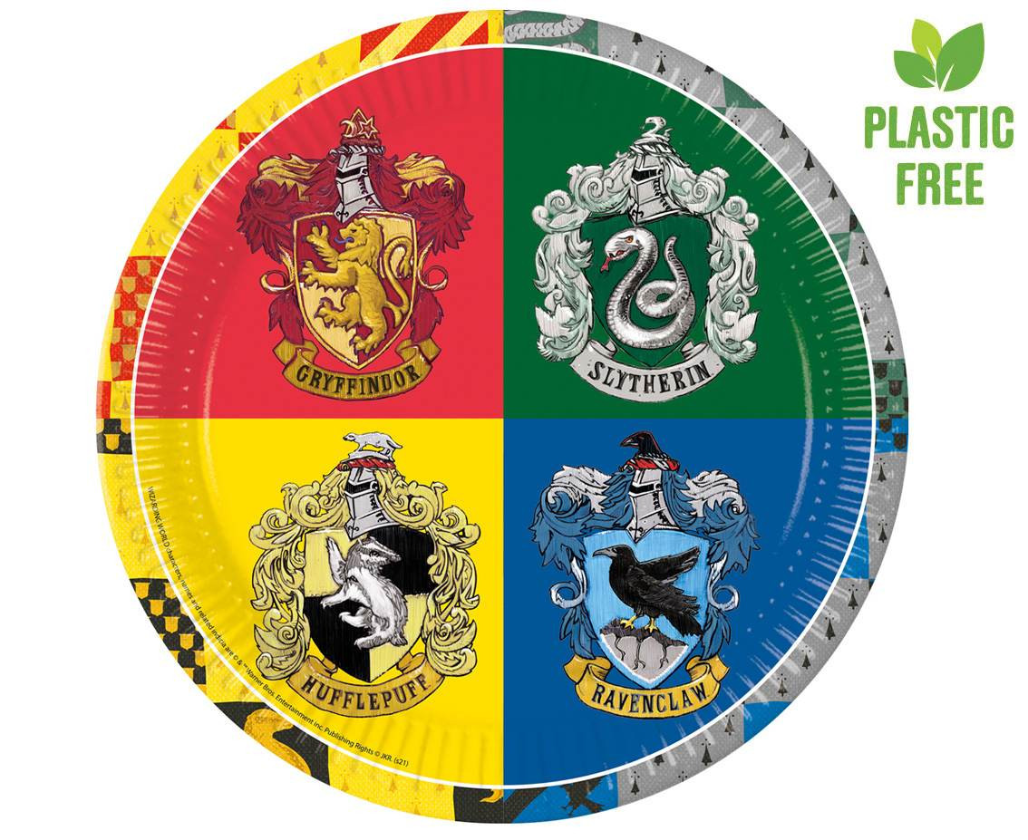 Paper plates Harry Potter Hogwarts Houses, next generation, 23 cm, 8 pcs (plastic-free) EOL