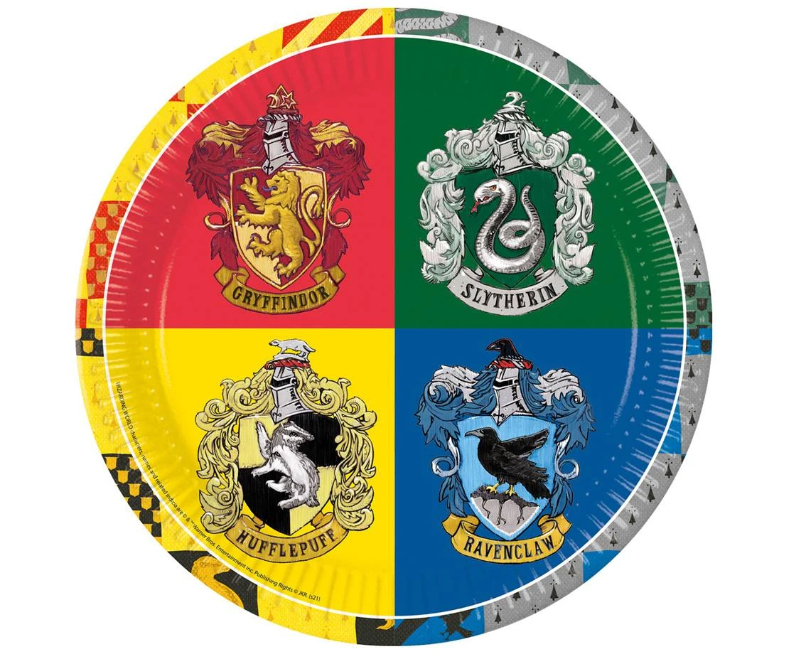 Paper plates Harry Potter Hogwarts Houses, next generation, 23 cm, 8 pcs (plastic-free) EOL