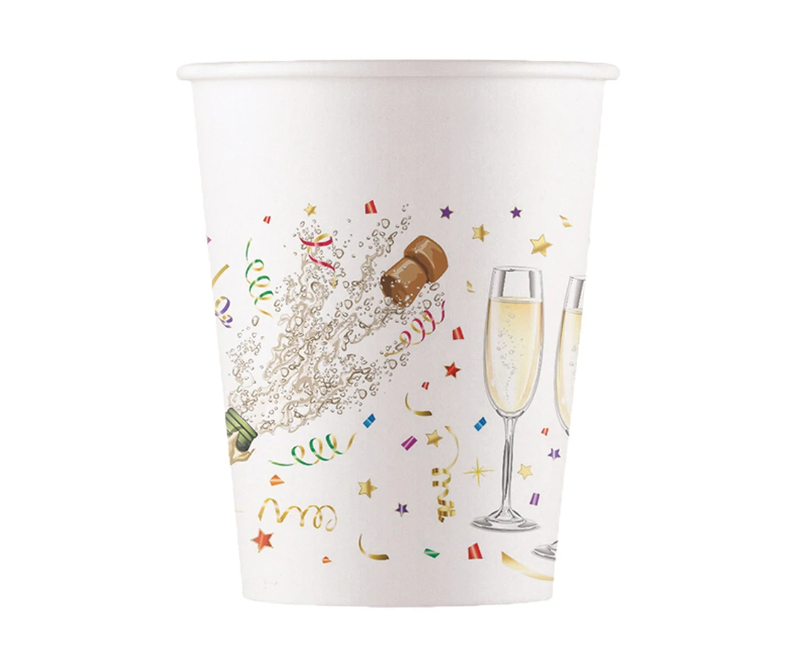 Paper cups (WM) Sparkling Celebration 200 ml, 8 pcs (SUP label)