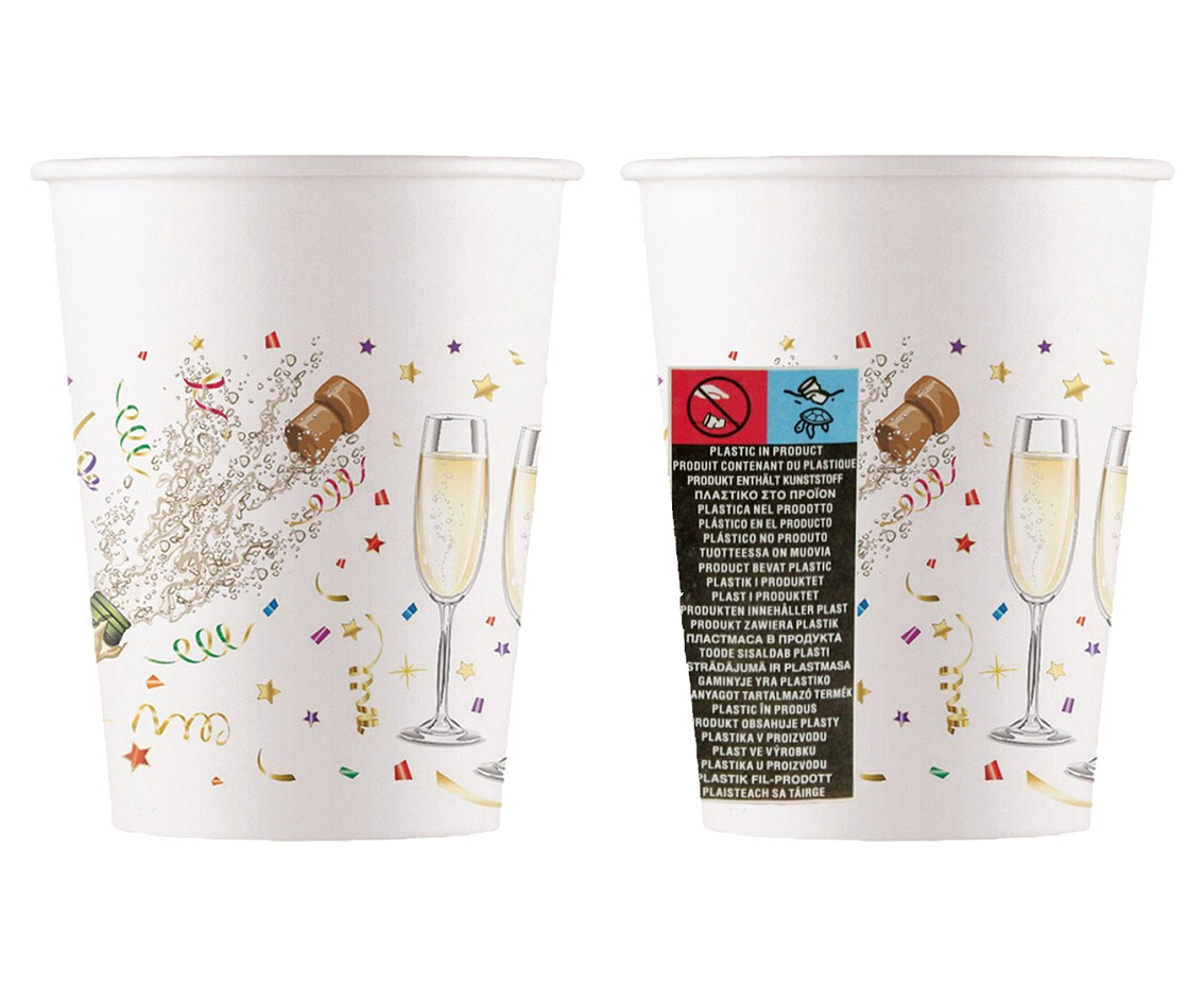 Paper cups (WM) Sparkling Celebration 200 ml, 8 pcs (SUP label)