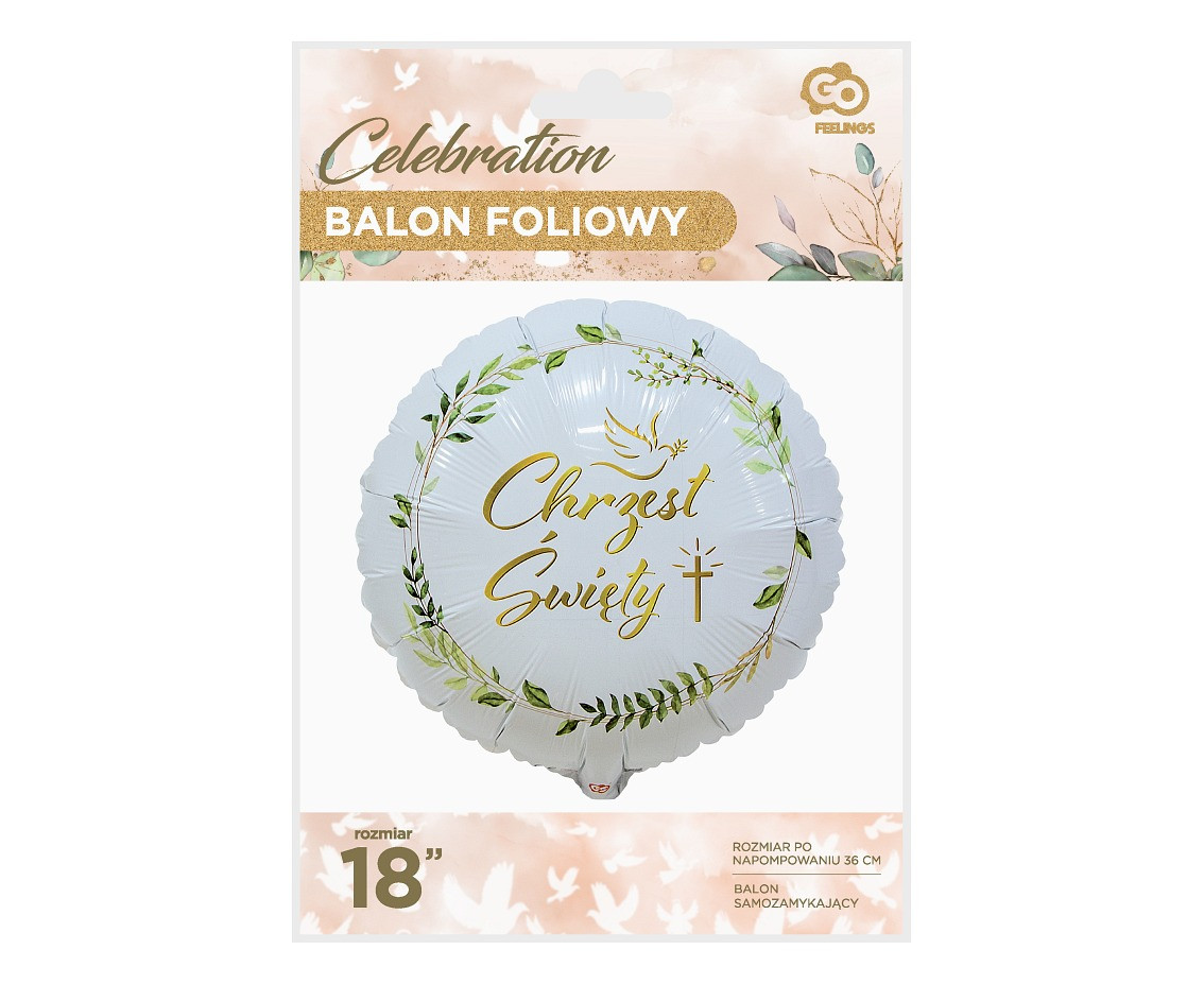 Foil balloon Christening (Dove & Cross), 18"