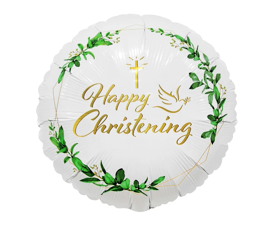 Foil balloon Happy Christening (Cross & Dove), 18" EOL
