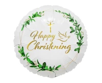 Foil balloon Happy Christening (Cross & Dove), 18" EOL