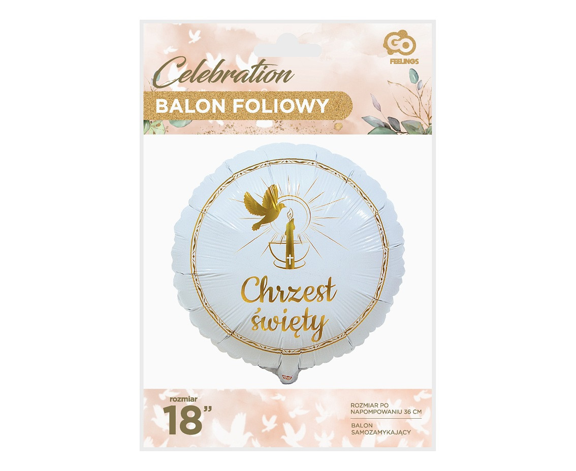 Foil balloon Christening (Dove & Candle), 18" EOL