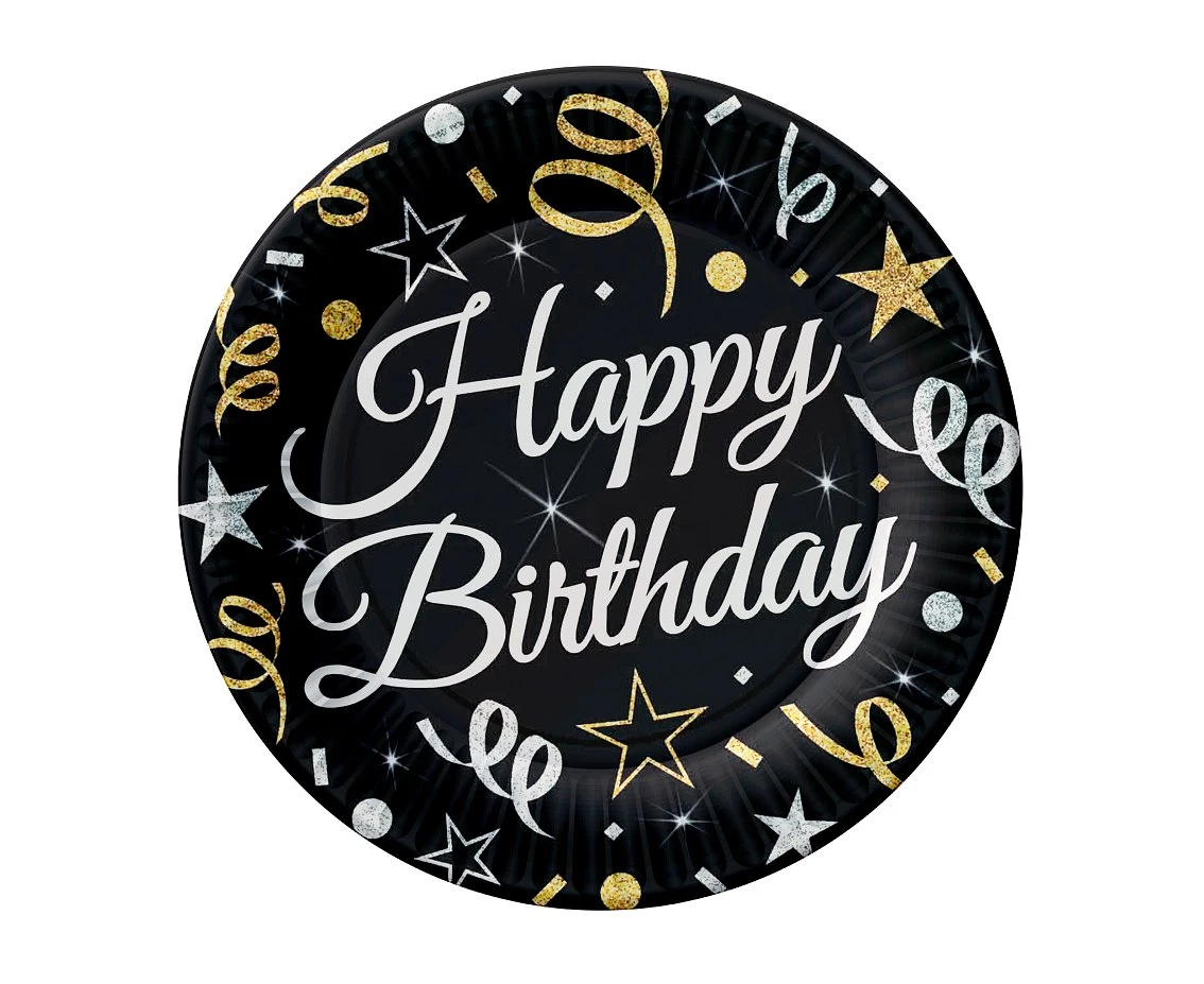 Paper plates B&C Happy Birthday, 18 cm, 6 pcs