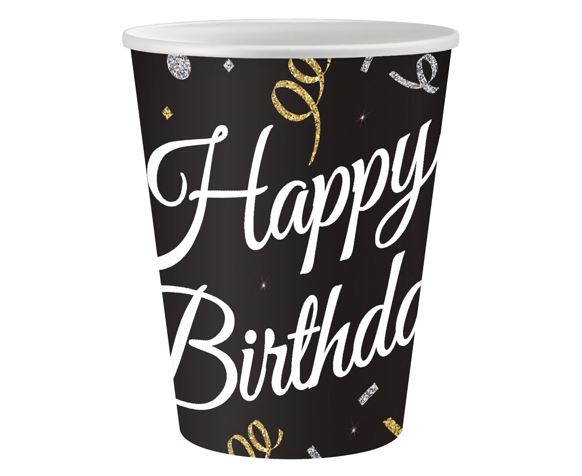 Paper cups B&C Happy Birthday, 250 ml/ 6 pcs