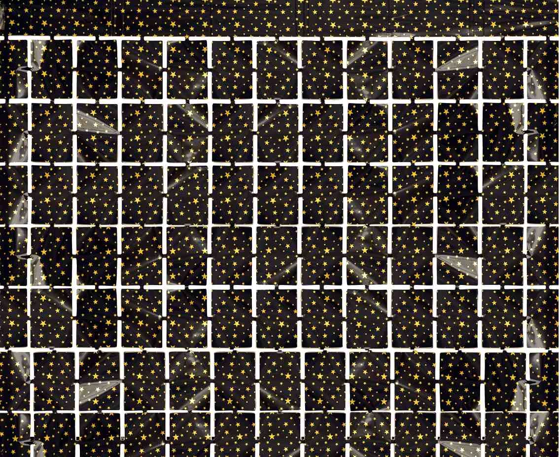 Fringe Deco Curtain B&C Square - Stars, metallic black, 100 x 200 cm