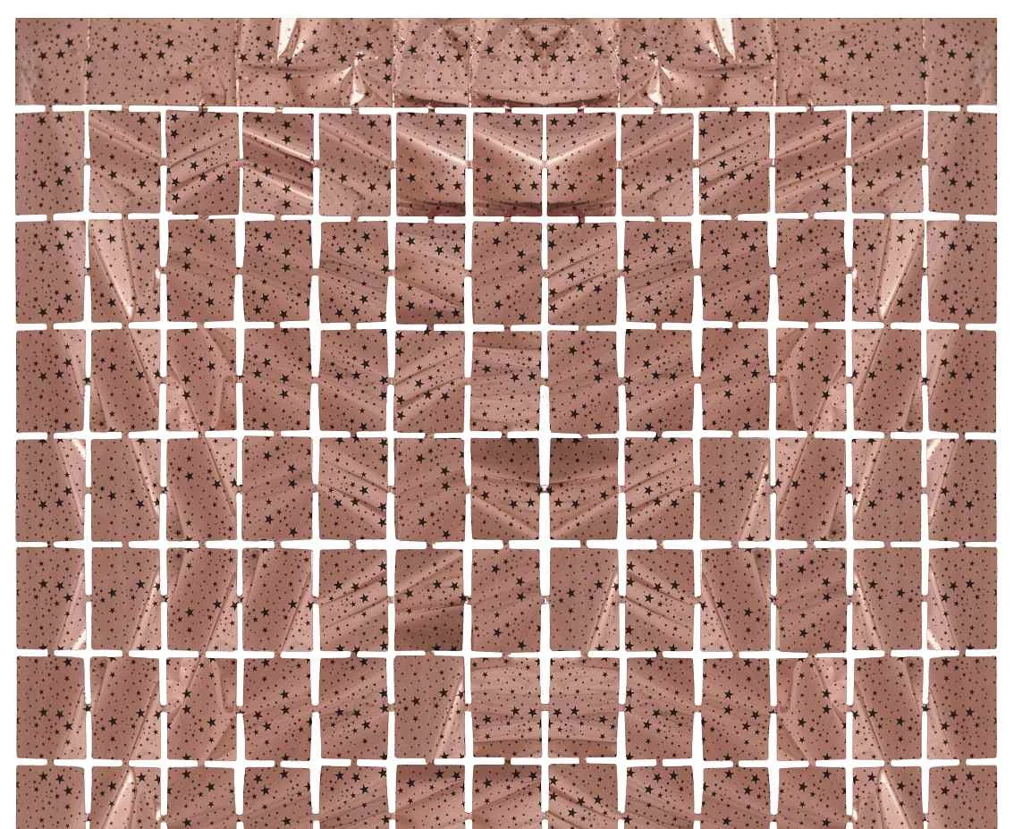 Fringe Deco Curtain B&C Square - Stars, metallic rose gold, 100 x 200 cm
