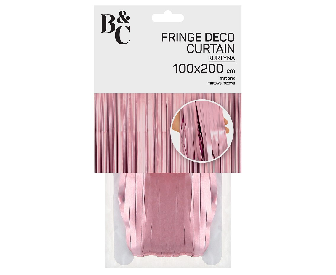 Fringe Deco Curtain B&C, mat pink, 100 x 200 cm