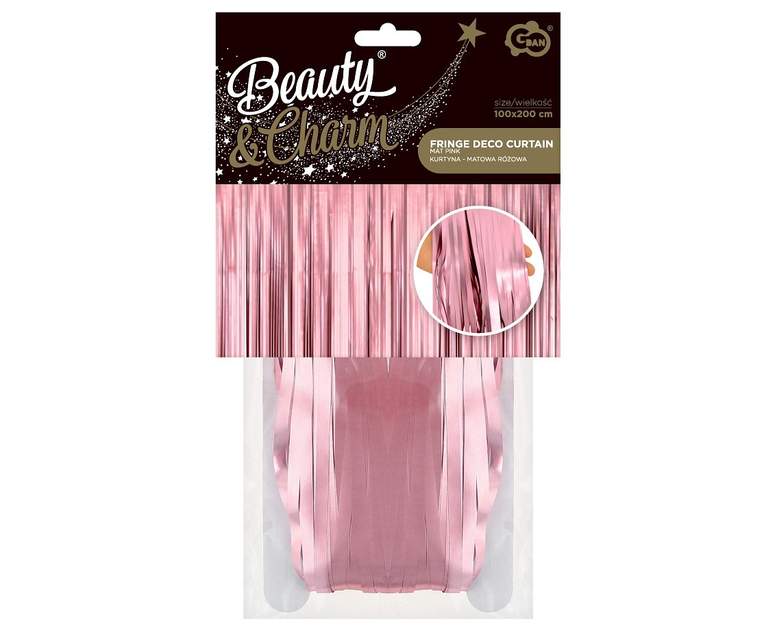 Fringe Deco Curtain B&C, mat pink, 100 x 200 cm