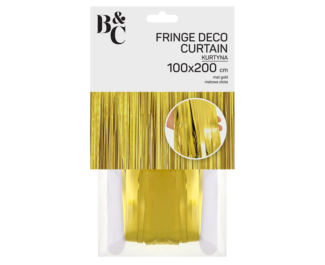 Fringe Deco Curtain B&C, mat gold, 100 x 200 cm